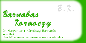 barnabas kormoczy business card
