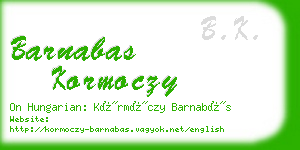 barnabas kormoczy business card